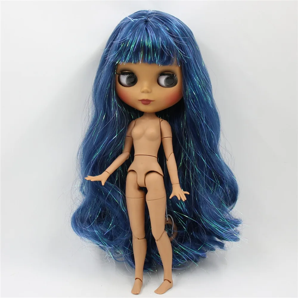 Ледяная кукла DBS Blyth 1/6 bjd шарнирное тело темная кожа матовое лицо блестящие синие