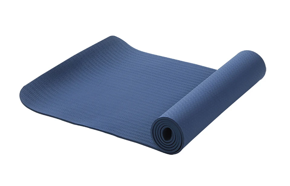 Deep Blue 6 мм TPE Нескользящие коврики для йоги для фитнеса безвкусный фирменный коврик для пилатеса 8 цветов спортивные коврики для тренажерного зала с сумкой для йоги 183X61 см - Цвет: Deep Blue