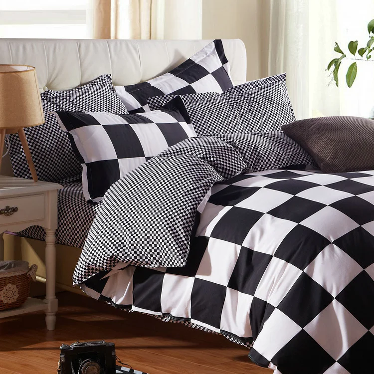 В полоску решетки звезда стиля черный белый постельное белье кровать сетки