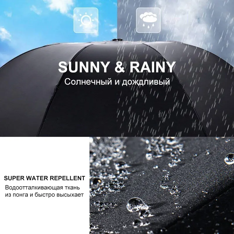 

Wind Resistant 3 Folding Automatic Umbrella Rain Women Gift Auto Luxury Black Umbrellas Men Light 8K Parasol Windproof Travel