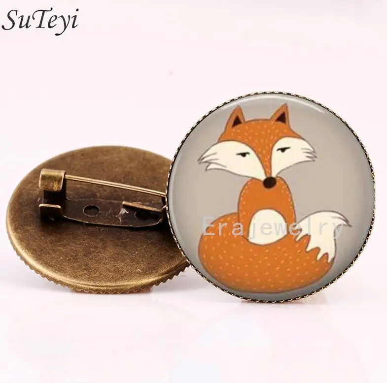 bronze SUTEYI, классический стиль, винтажная Лисичка, брошь на булавке, ювелирное изделие, стекло, лесное создание, акварельные броши, животное, художественное изображение, ювелирное изделие - Окраска металла: bronze