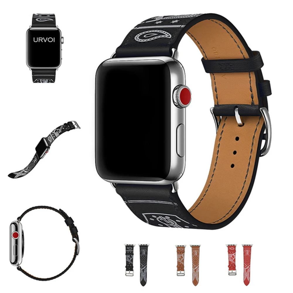 LEONIDAS Single Tour Eperon d'Or band для apple watch series 3 2 1 ремешок с принтом iwatch belt Noir Gala кожаный