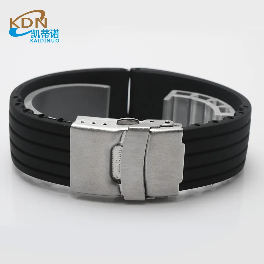 KDN новый дизайн черный силиконовый резиновый ремешок пряжка водонепроницаемый 18