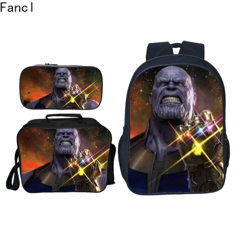 New 3Pcs/Set Hot Sale Printing Cartoon Avengers Kids Baby School Bags Backpack Hero Children Schoolbag for Boy Bookbag |