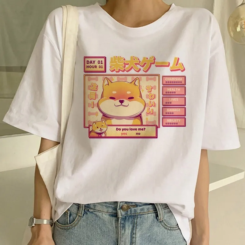 Shiba Inu футболка забавная Милая футболка с животными забавная графическая Корейская одежда Топ для женщин Ulzzang футболка Женские футболки Harajuku для женщин - Цвет: 816