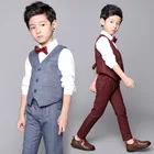 Детский костюм из жилета, рубашки и штанов, с цветочным принтом