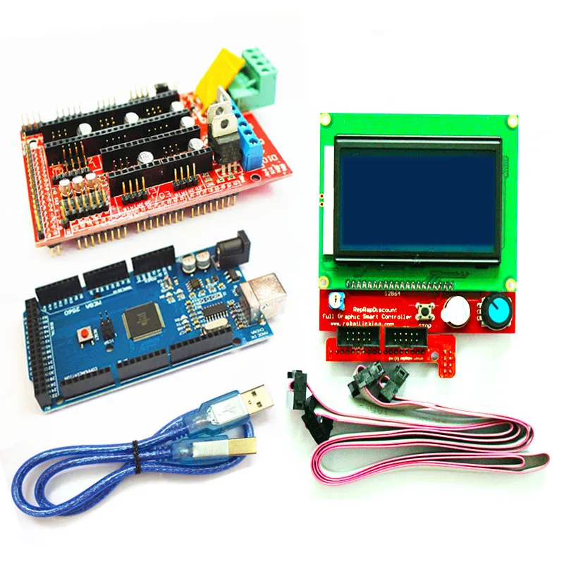 Отличный контроллер Mega 2560 R3 Mega2560 REV3 + RAMPS 1 4 RAMPS1.4 LCD 12864 для комплекта 3D