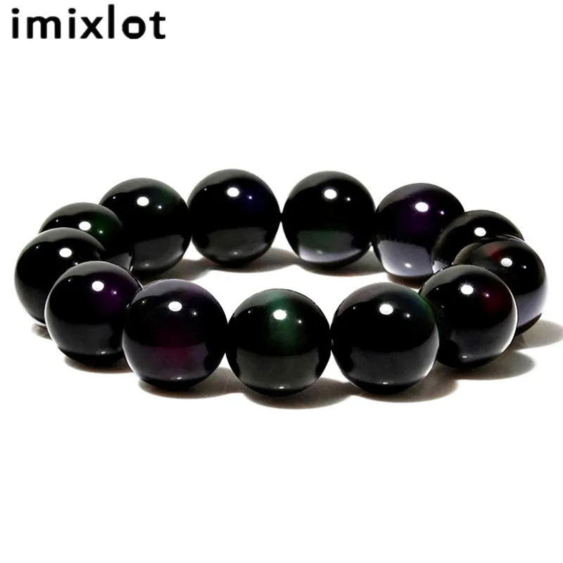 Простой натуральный Радужный обсидиановый браслет imixlot из бисера для мужчин и