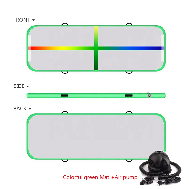color green-pump 1-3 м надувная аэродинамическая гимнастика, матрас для спортзала с барабаном, Йога, олимпийка, водный матрас для дома/пляжа/воды, йога - Цвет: color green-pump