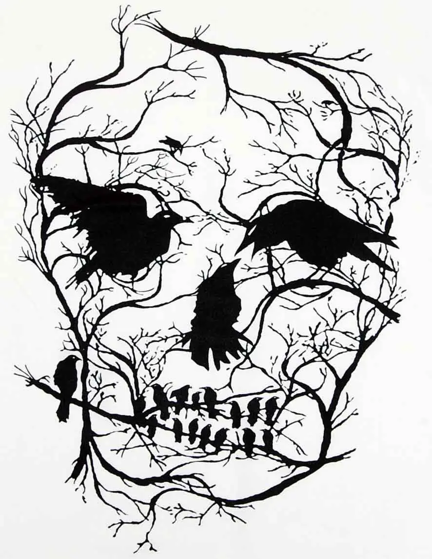 Мужские футболки с принтом на заказ Мужская футболка надписью Best Death Skull Tree Bird