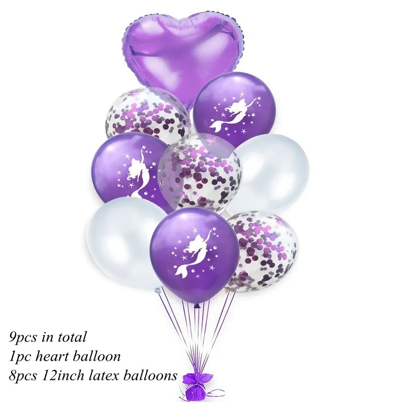 Purple heart mermaid 1 набор, 3 цвета, латексные воздушные шары русалки, надувные воздушные шары для дня рождения, свадьбы, вечеринки, декоративные принадлежности для вечеринки-девичника - Цвет: Purple heart mermaid