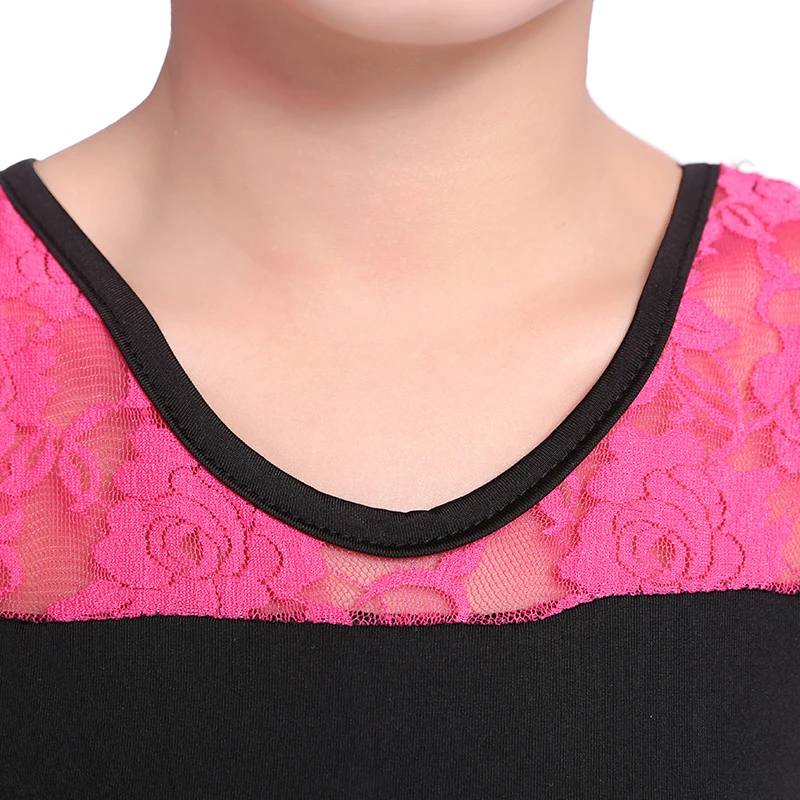 Детские кружевные костюмы с короткими рукавами из спандекса для латинских