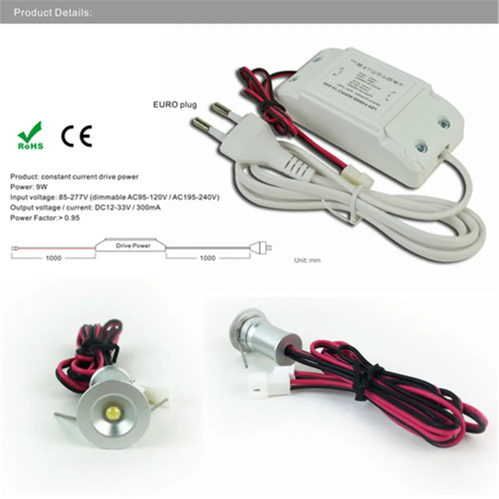 1W Mini Led потолочный светильник 15 мм вырез Встраиваемый прожектор 120D AC85-277V драйвер