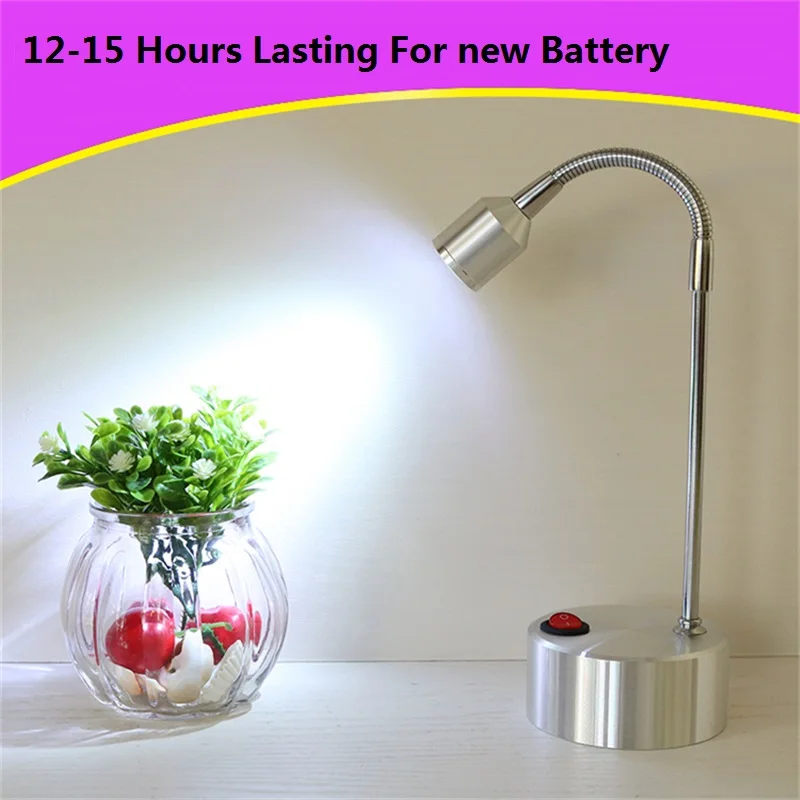 

5-40cm pole emergency portable AAA battery 1W 3W LED hose lamp,photo cabinet night market background showcase battery spot light