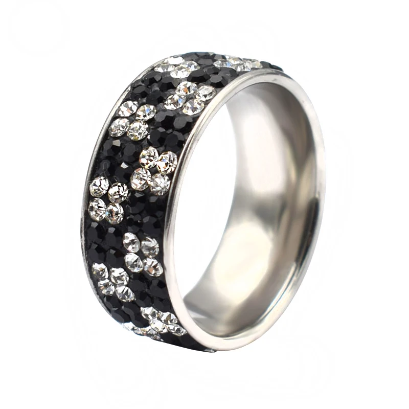 Новые 4 ряда черный белый цвет с украшением в виде кристаллов нержавеющая сталь