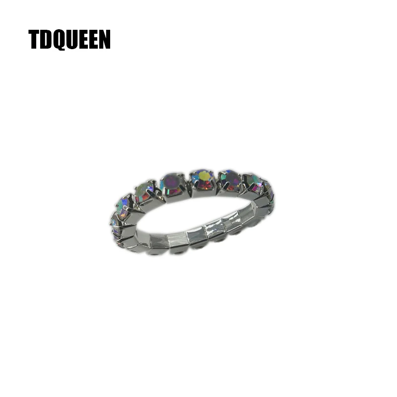Модные обручальные кольца TDQUEEN с кристаллами AB в 1 ряд для женщин посеребренные