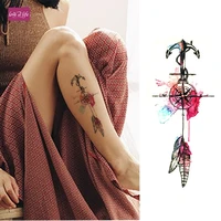 1pc colorful watercolor arrows flower henna temporary tattoo black mehndi style waterproof tattoo sticker