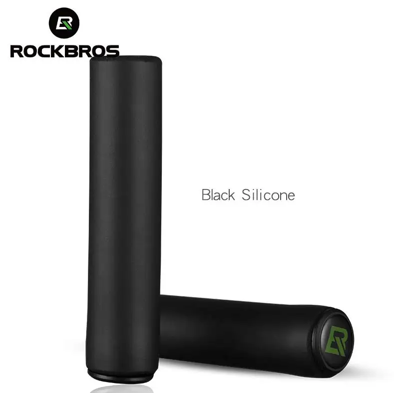 ROCKBROS на велосипеде, мотоцикле, Шестерни ручки MTB велосипед силиконовый руль мягкие Сверхлегкий ручки против-занос, удар-поглощая велосипедная часть - Цвет: black