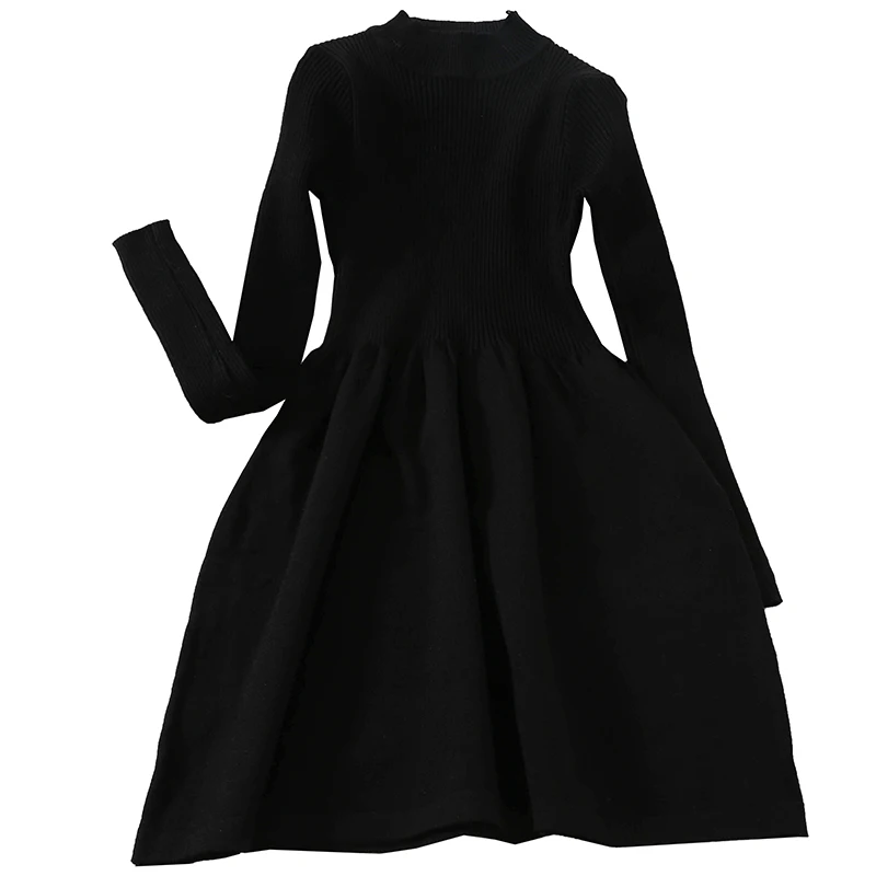 Новинка 2019 модные женские вязаные платья зимний тонкий свитер с высоким