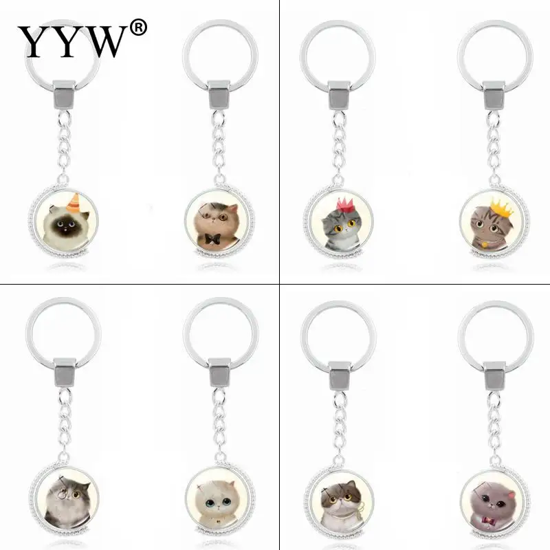 YYW изысканный поворотный брелок металлический кольца для подарка милые Кейт узор