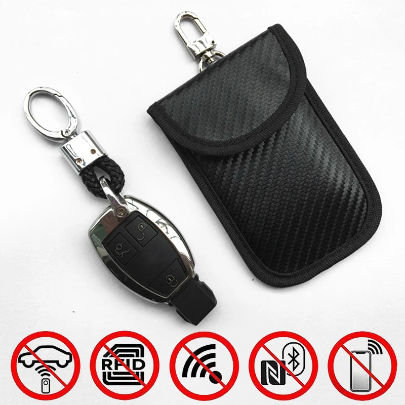 

Car Key Case Bag FOB Signal Blocker Bag RFID Shielding Key Credit Card Bags Organizer Trinket Keychain Covers Car Interior tools