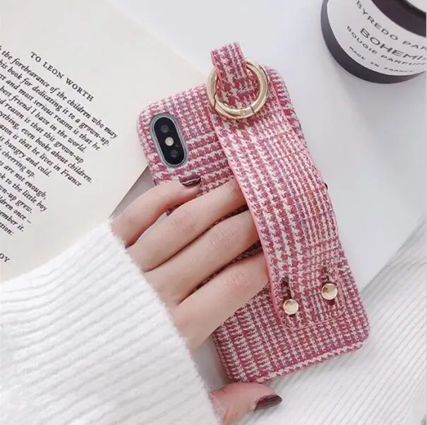Gimfun розовый плед браслет чехол для телефона Iphone Xs Max Xr простая ткань плюшевый чехол для Iphone 6 s 7 plus 8 X Мягкий ТПУ задняя крышка