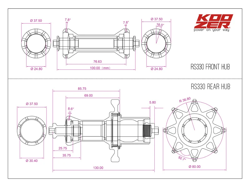 KOOZER RS330 Road велосипеда центр Алюминий 7075 ЧПУ 20/24 отверстие велосипед концентратора
