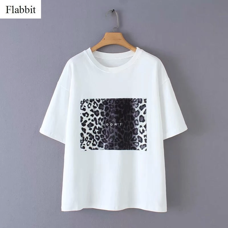 Женская футболка с круглым вырезом Flabbit Повседневная вязаная белая коротким