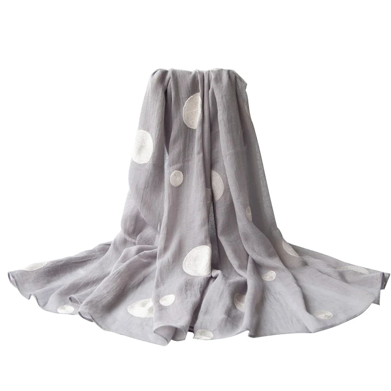 

Fashion Joker Scarves Cotton Voile Large & Small Dots Embroidery Shawl Scarf Wrap 90X180CM Special Offer