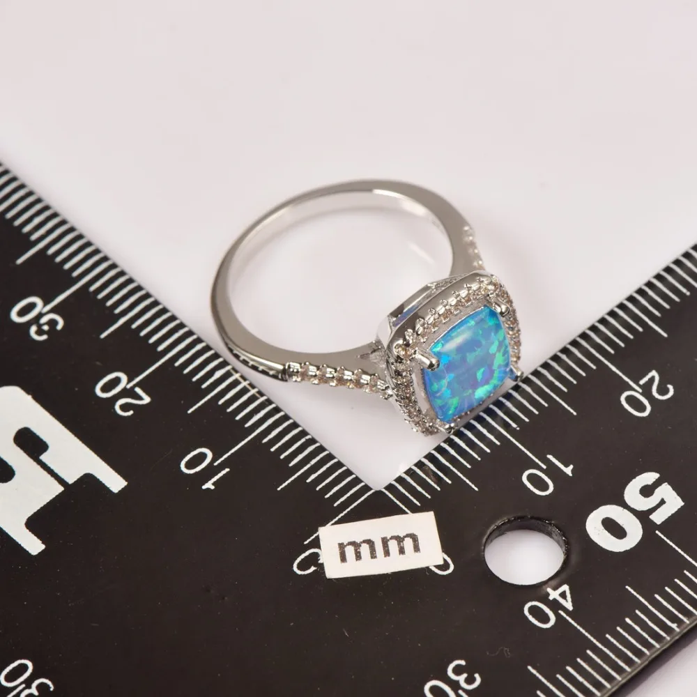 Кольцо из серебра 925 пробы с белым кристаллом и голубым опалом|ring size|ring size 5crystal ring |