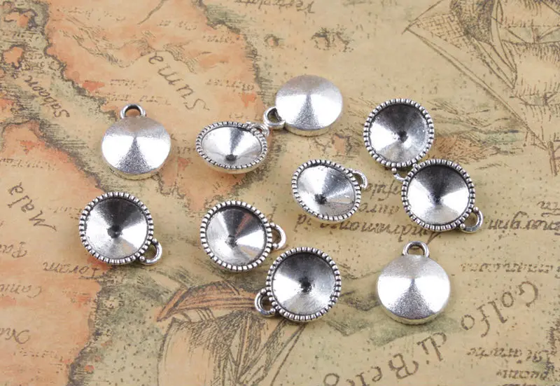 30 шт. тибетский серебристый цвет 12 мм витые Круглые Подвески Rivoli A35105|charm set|round charmset