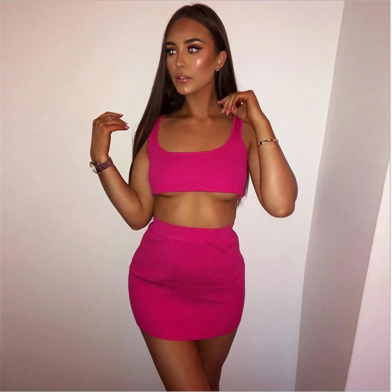 Женский комплект из 2 предметов укороченный топ с пряжкой облегающая юбка