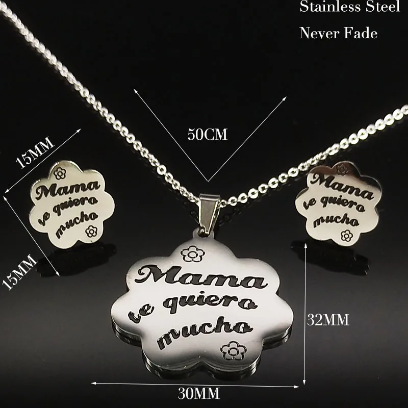 Set N and E Модные MAMA браслеты из нержавеющей стали женские подвески серебряного цвета браслет ювелирные изделия pulseras acero inoxidable mujer B18101 - Окраска металла: Set N and E
