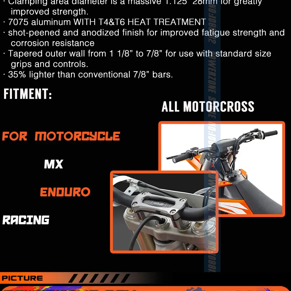 Черный Renthal 1 1/" Жир Бар 28 мм Руль Ручка для мотоцикла Мотокросс питбайк ATV KTM CRF YZF KLX RMZ EXC