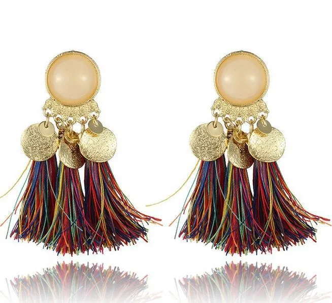 urope and the United States exaggerated alloy resin tassel style earrings clothing jewelry wholesale | Украшения и аксессуары