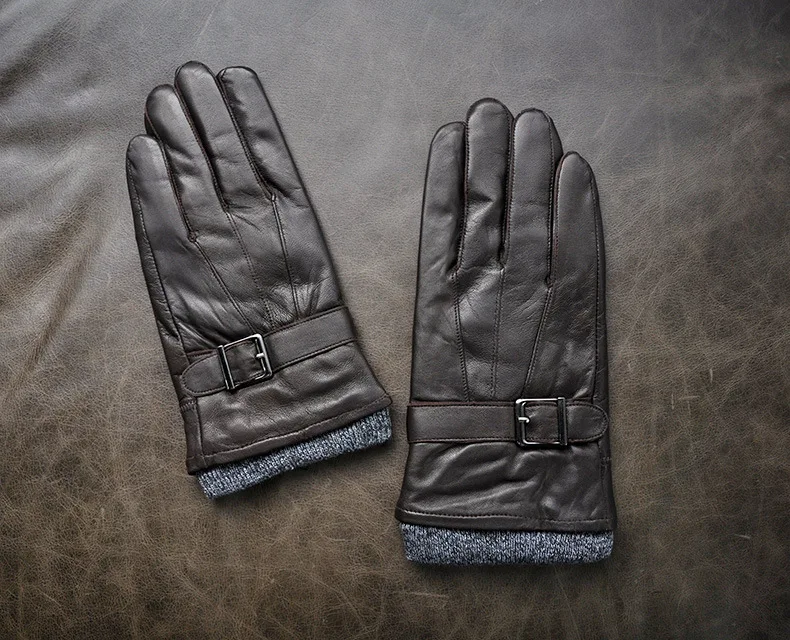 Новые кожаные зимние перчатки guantes, теплые перчатки из овчины, мужские кожаные перчатки, простые противоскользящие перчатки для мужчин KWA559