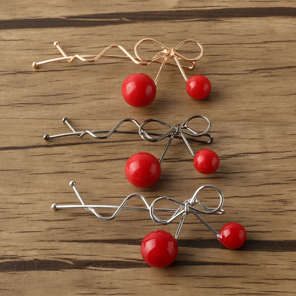 Заколки для волос в Корейском стиле 1 шт. заколки с вишневым узором и бантом