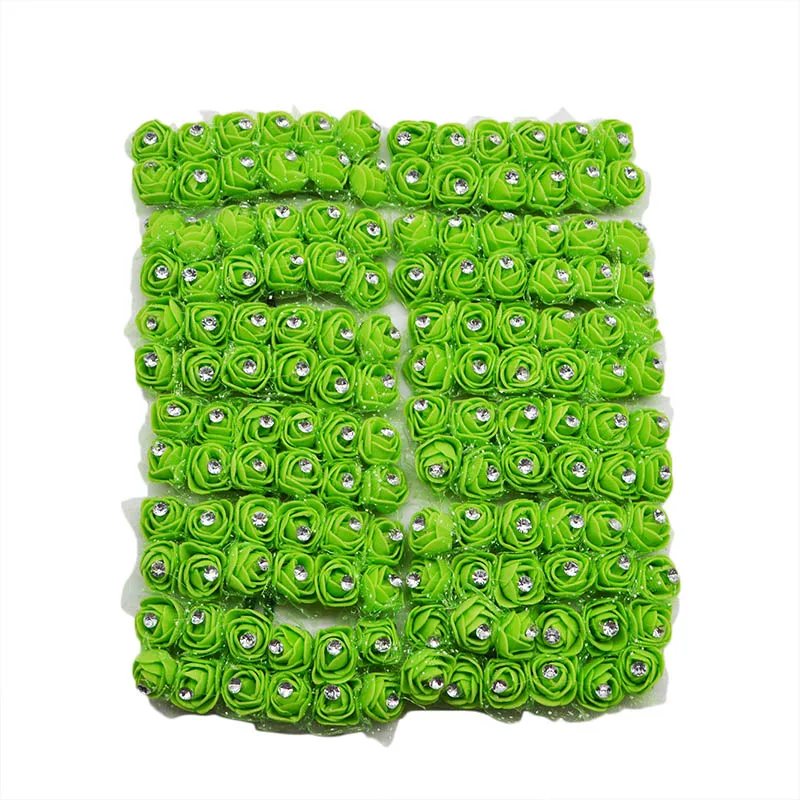 F07 green 72/144 шт 2 см мини искусственный кристалл Пена розы головки для украшения свадьбы DIY букет невесты Скрапбукинг поддельные розетки - Цвет: F07 green