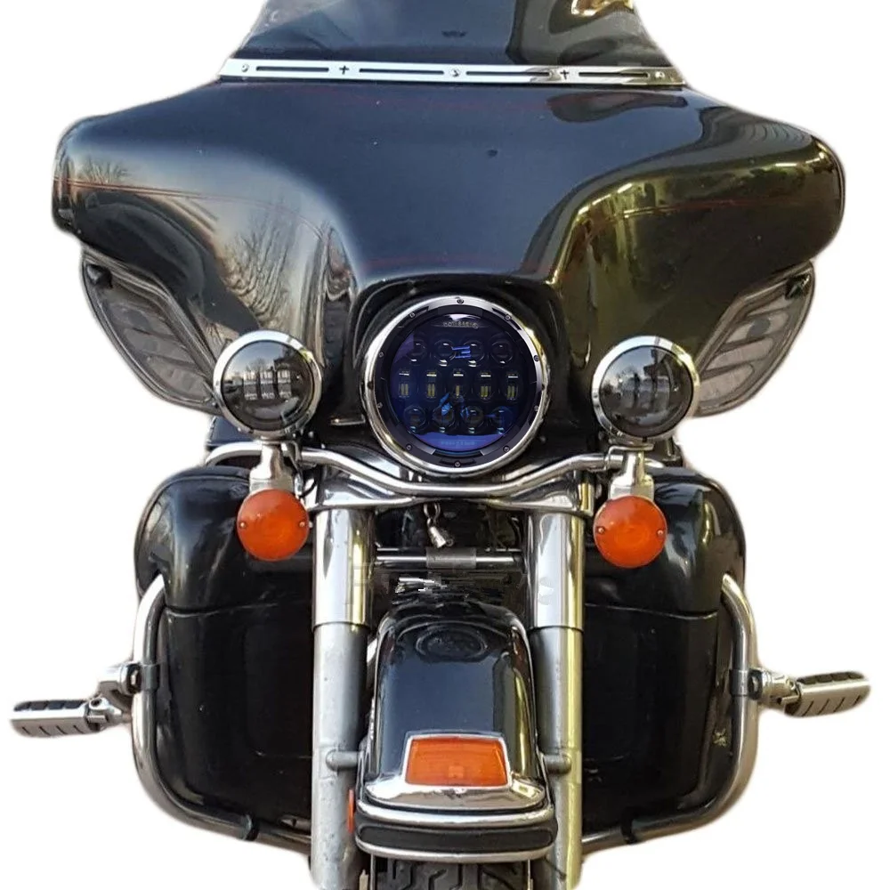 7 дюймов круглый мотоцикл светодиодные фары для Harley DRL с белым Halo Ангельские глазки H4 мотоцикл светодиодные фары для Harley Davidson