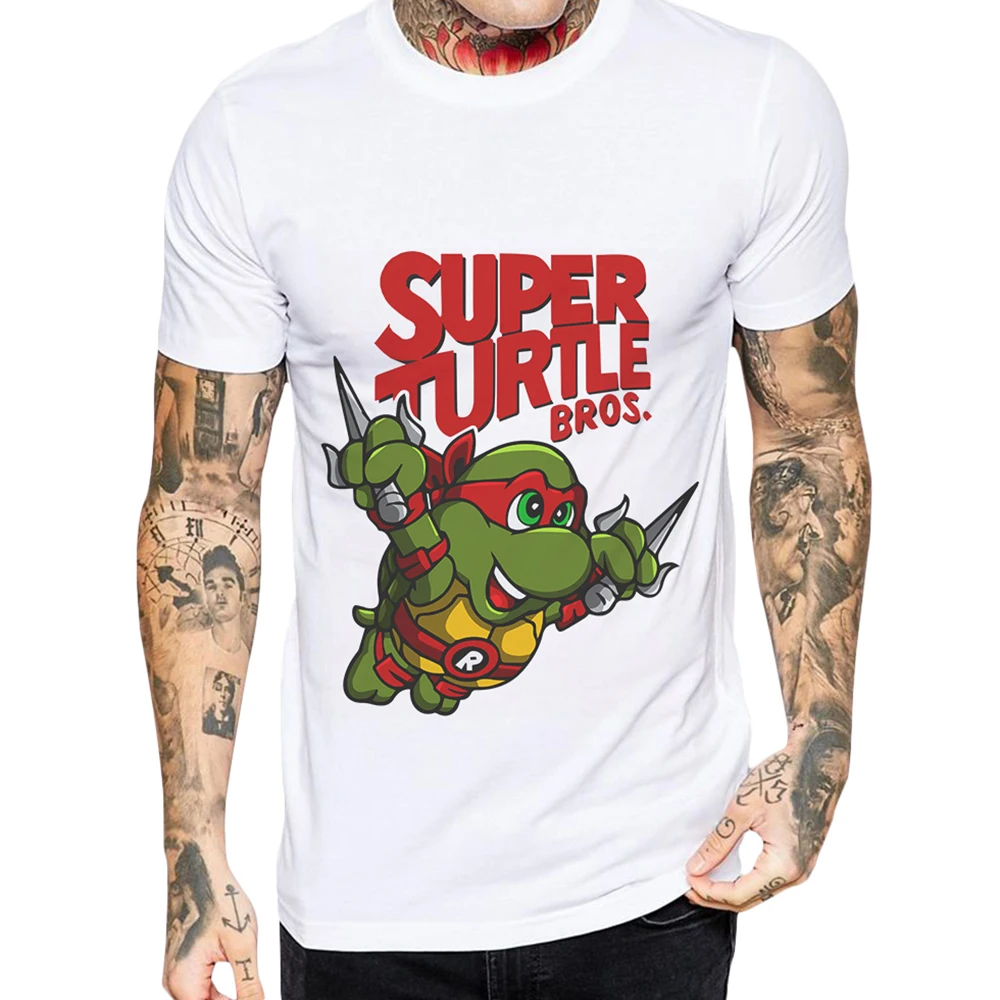 

New Arrival Fashion Mens T-Shirt Cotton Short-Sleeved O-Neck T Shirt Super Turtle Cartoon Print Breathable Tee Men Clothing 2019