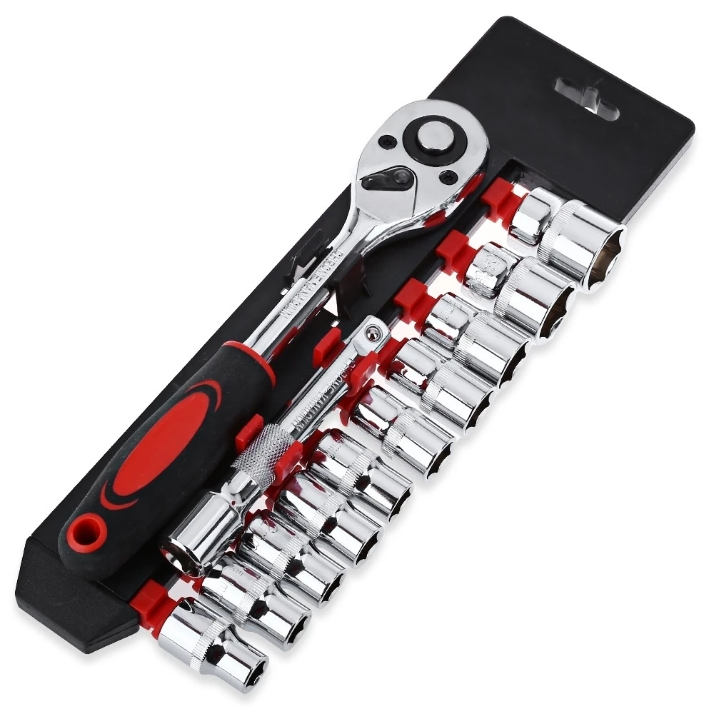 

12pcs 1/4-Inch ( 6.3MM ) Socket Wrench Set Drive Ratchet Wrench Spanner for Bicycle Motorcycle Car Repairing Tool Se