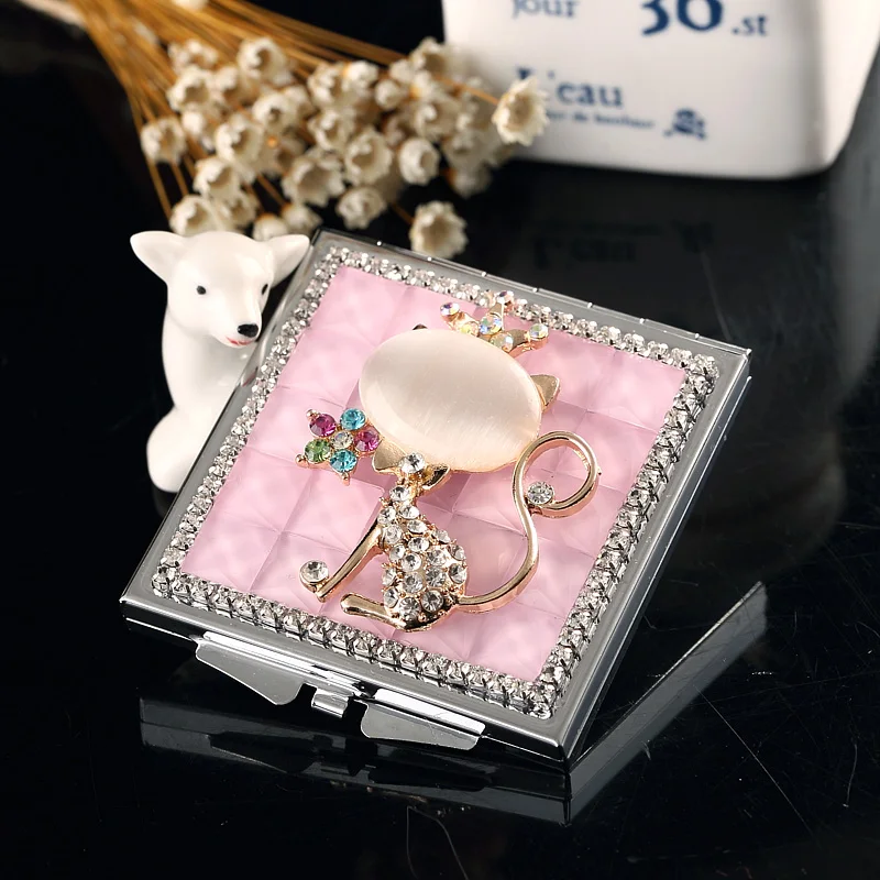 wedding party bridesmaid girl friend promotional gift bling crystal rhinestone sexy fox mini beauty makeup compact pocket mirror | Дом и сад
