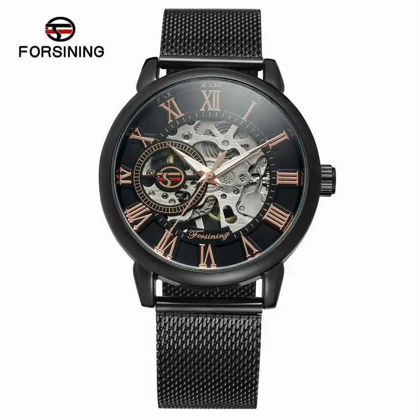 Forsining 2018 Men's Watches Top Brand Luxury Retro Openwork Wristwatches Genuine Leather Stainless Steel Case Horloges Mannen | Наручные