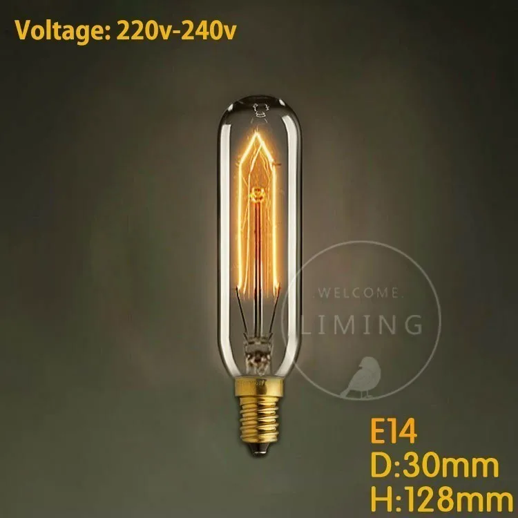T10 E14 220V Винтаж Ретро E14 Edison спиральная лампа накаливания светильник лампы накаливания для подвесные светильники Гостиная Спальня 220V Новинка приспособление - Цвет: T10 E14 220V
