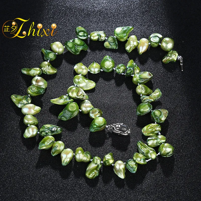 Женское ожерелье Чокеры ZHIXI из пресноводного жемчуга с натуральным камнем в