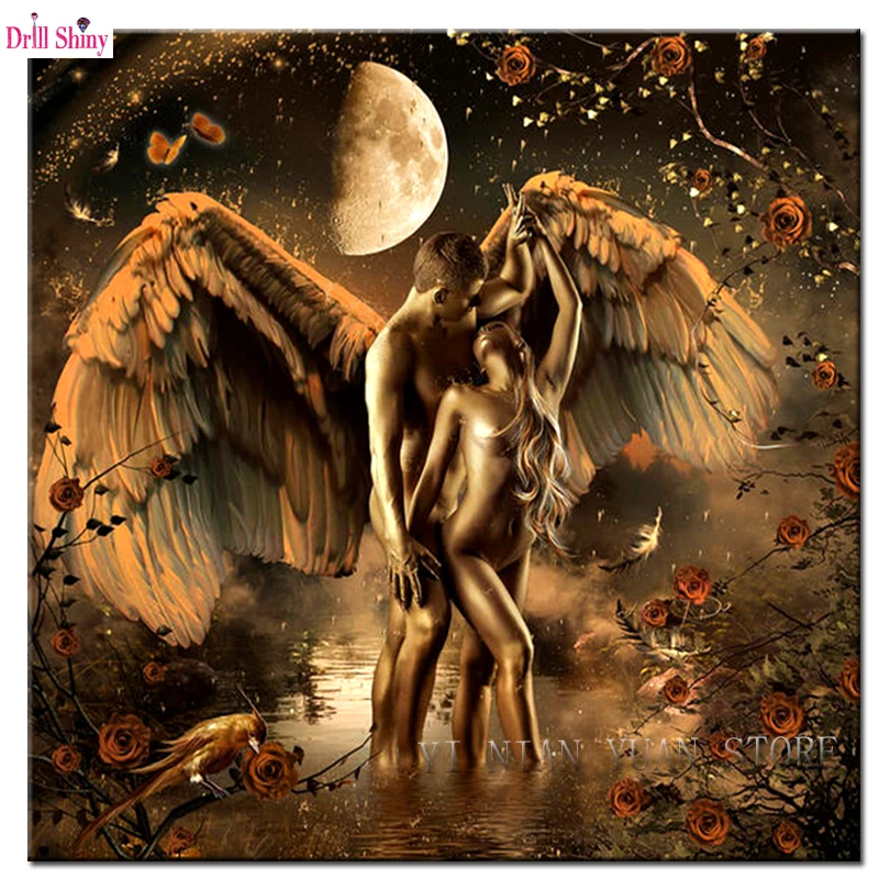 Полный квадратный алмаз 5D алмазная живопись ангельские возлюбленные 3d вышивка