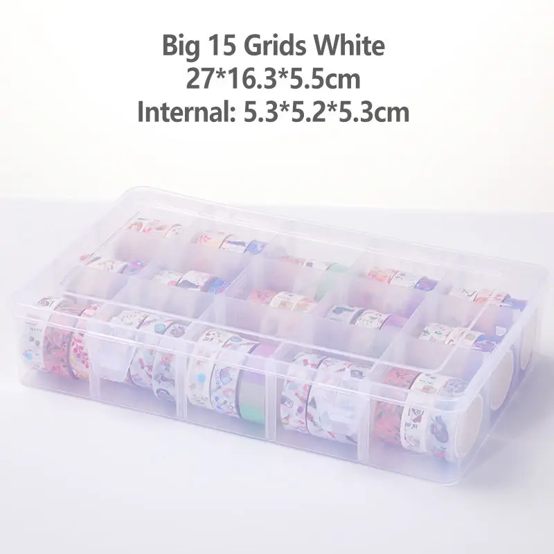 15 Grids White Многофункциональный съемный ящик васи ленты для DIY Скрапбукинг хранения коробки Органайзер офис пуля журнал поставок S602 - Цвет: 15 Grids White