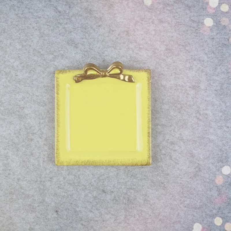 Yellow 1 шт. бант смолы квадратные тарелки украшения ремесла закуски конфеты торт лоток для хранения кольца ювелирные изделия блюдо закуски блюдо для свадебных подарков - Цвет: Yellow