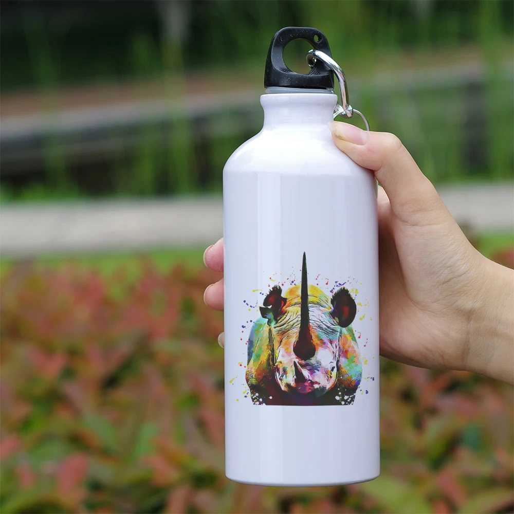 Hippo Panda Wolf Tiger Giraffe Zebra Squirrel Wild Animals Themed Water Bottle 600ml for Outdoor Sport Biking Hiking Camping | Дом и сад