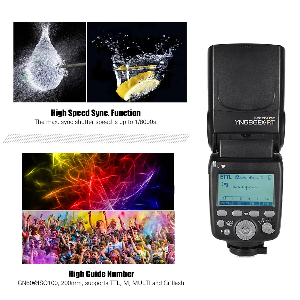 YONGNUO YN686EX RT 5600 K ttl Беспроводная вспышка Speedlite триггер передатчик белая диффузор